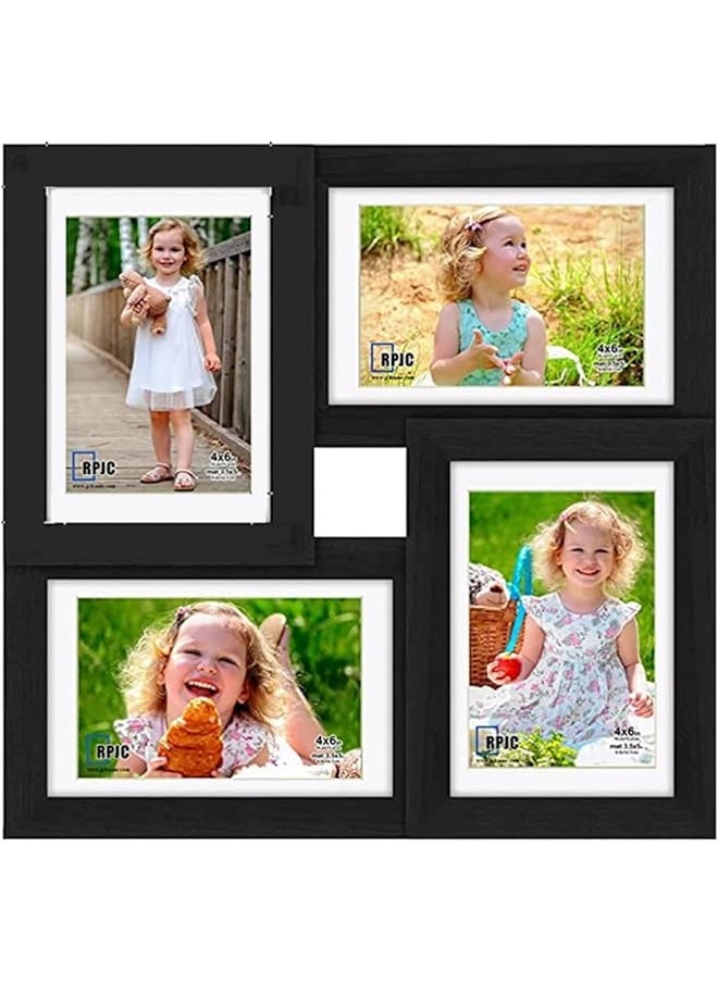 U-HOOME - Picture Frame Black Multi Photo Frames Display 4 X 6 Pictures 4 Opening Family Photo Frame Collage For Table Or Wall Display - Image 1