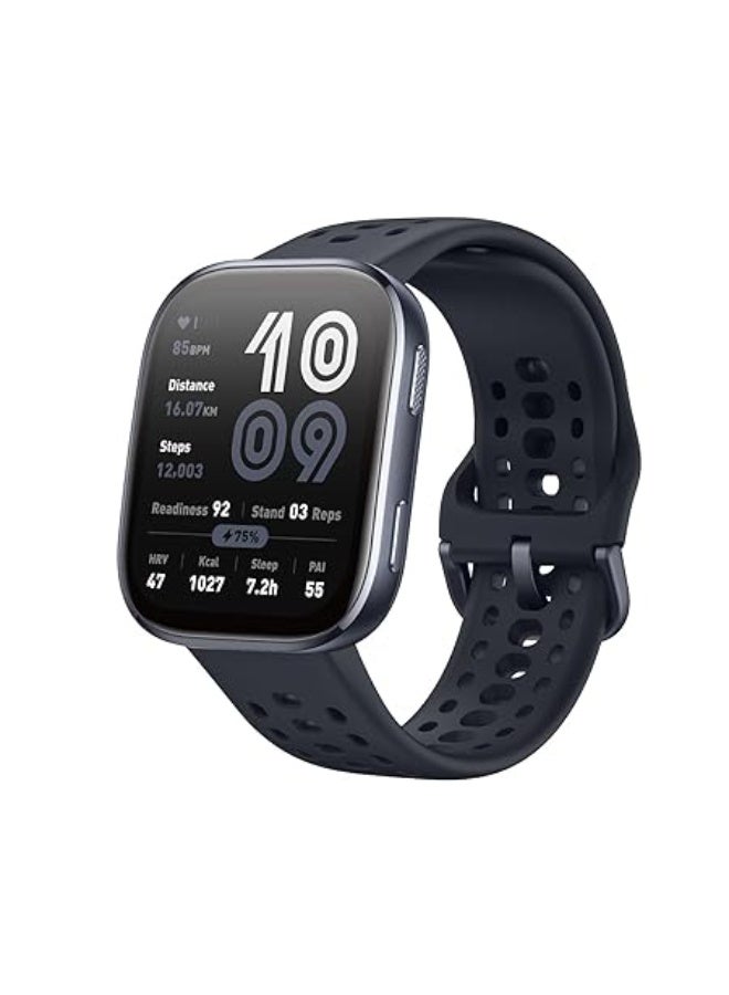 أمازفيت ساعة ذكية بيب 6 بحجم 46 مم، بطارية تدوم 14 يومًا، شاشة AMOLED بحجم 1.97 بوصة، GPS وخرائط مجانية، ذكاء اصطناعي، مكالمات ورسائل بلوتوث، تتبع الصحة واللياقة والنوم، أكثر من 140 وضع تمرين، مقاومة للماء حتى 5 ATM - Image 1