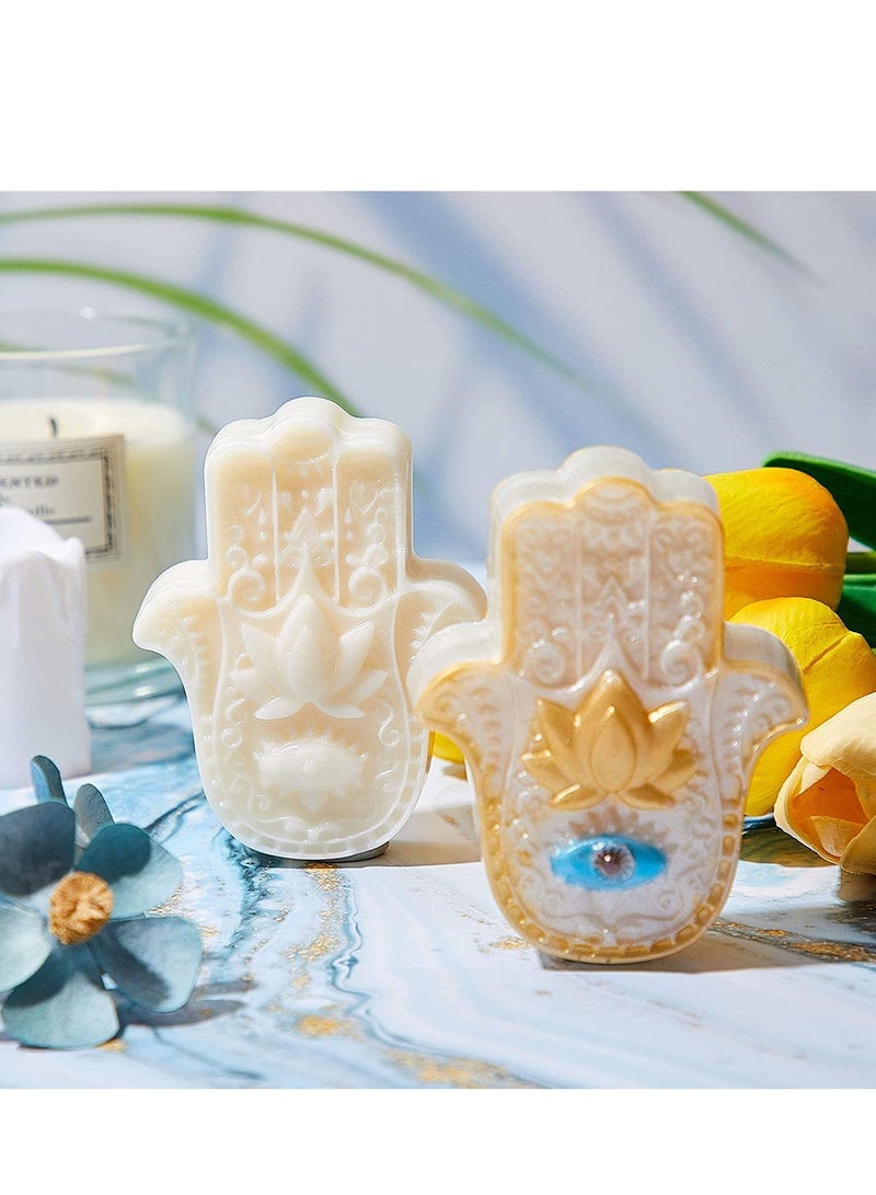 Excefore Silicone Soap Molds 4 Cavities Hand of Fatima Silicone Molds Lotus in The Palm Soap Mold - Image 4