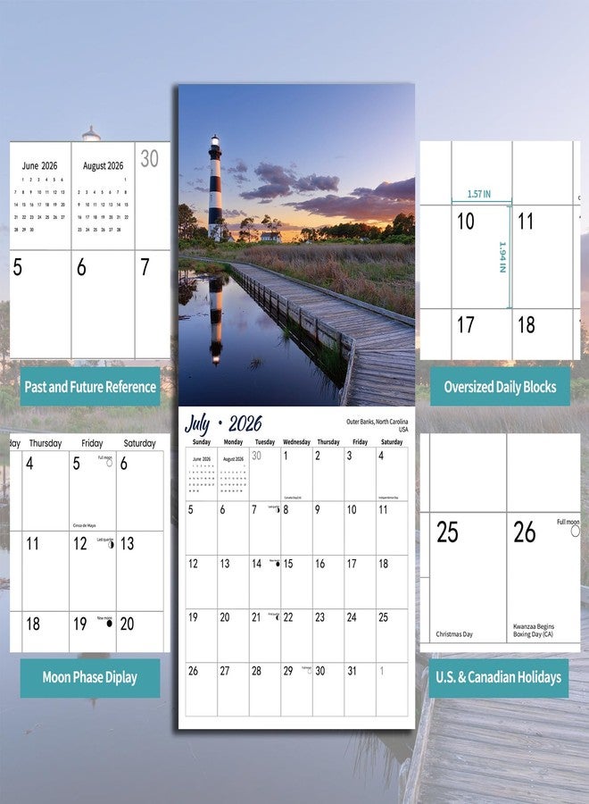 BLYYIEER 2026 Wall Calendar Lighthouse, 12 Months Hangable Wall Calendars, 12" x 24" (Open), Thick Glossy Paper, Organizing & Planning - Image 4