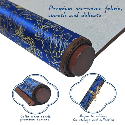 EXJEXJ Reusable Magic Canvas with Water for Chinese Calligraphy Cloth Scroll with 2 Brushes & Dish, Ten Thousand Times Writing, No Ink No Paper Mess-Free Calligraphy Painting for Beginners Student Practicing - Image 3