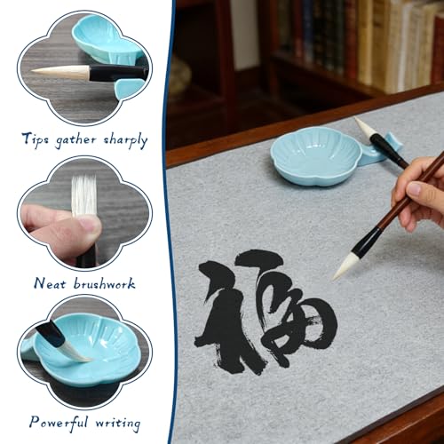 EXJEXJ Reusable Magic Canvas with Water for Chinese Calligraphy Cloth Scroll with 2 Brushes & Dish, Ten Thousand Times Writing, No Ink No Paper Mess-Free Calligraphy Painting for Beginners Student Practicing - Image 5