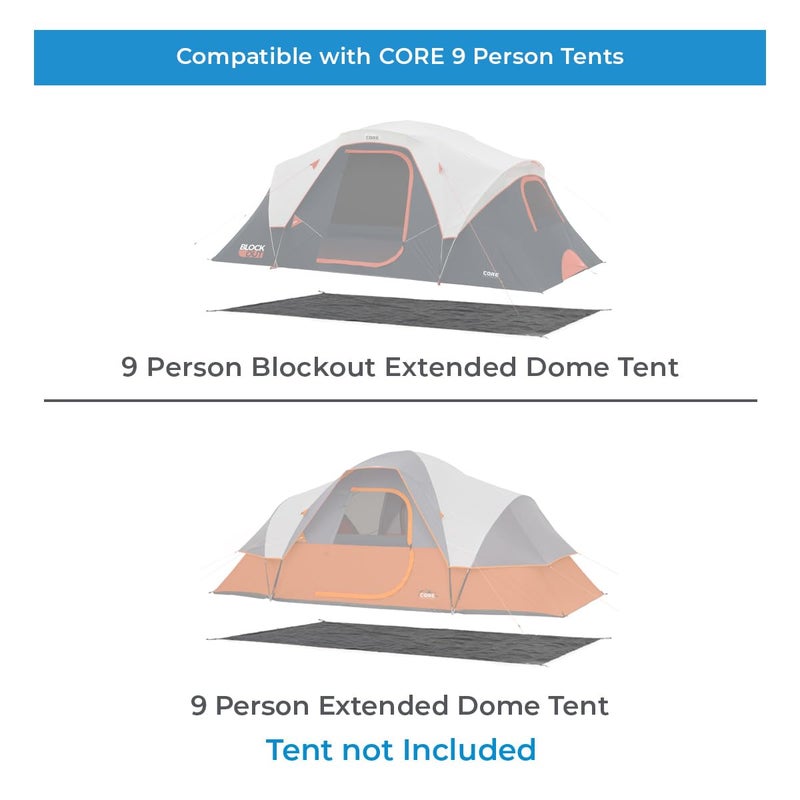 CORE Outdoor Tent Footprints | Perfect Tarp Camping Accessories for Easy Camp Setup (9 Person Extended Dome Tent) - Image 2