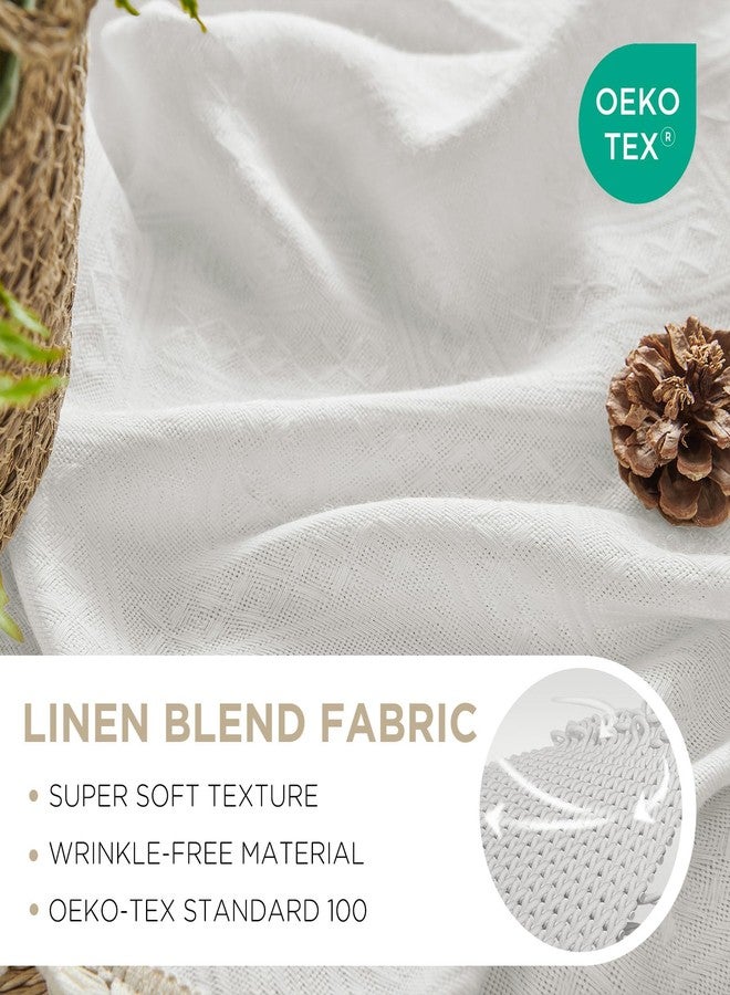 Joydeco Cream White Boho Curtains 84 Inches Long 2 Panels Set, Boho Curtains for Bedroom Living Room, Super Soft Light Filtering Country Rustic Semi Sheer Farmhouse Curtains Rod Pocket - Image 3