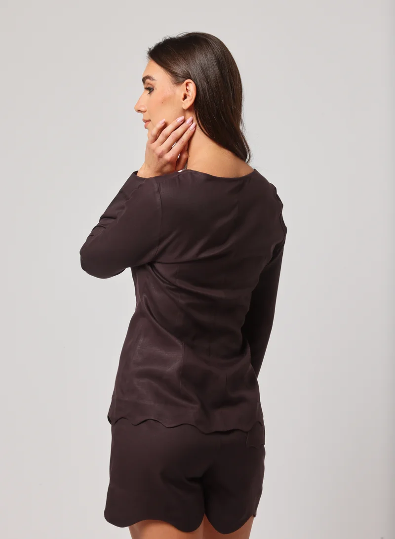 Ashita Fernandes Tailored Fit with Asymmetric Neckline Button down shirt