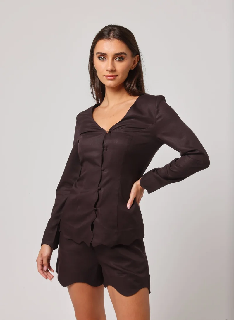 Ashita Fernandes Tailored Fit with Asymmetric Neckline Button down shirt