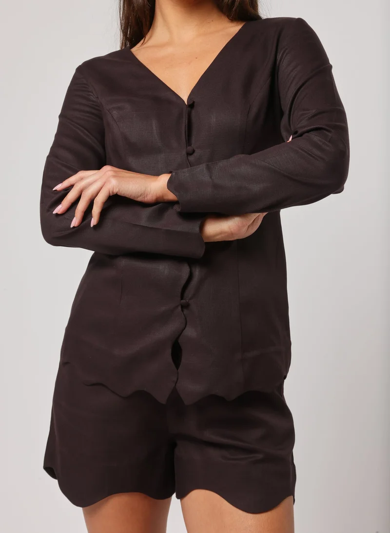 Ashita Fernandes Tailored Fit with Asymmetric Neckline Button down shirt