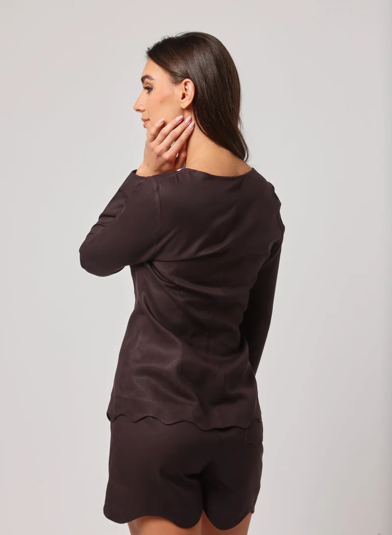 Ashita Fernandes  Tailored Fit with Asymmetric Neckline Button down shirt for Women | Best Price UAE