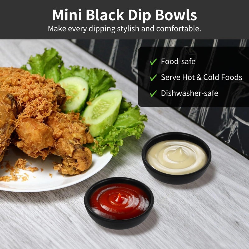 Black Melamine Dipping Bowls Set Of 12 1 7 Oz Sauce Dishes For Appetizers - Image 3