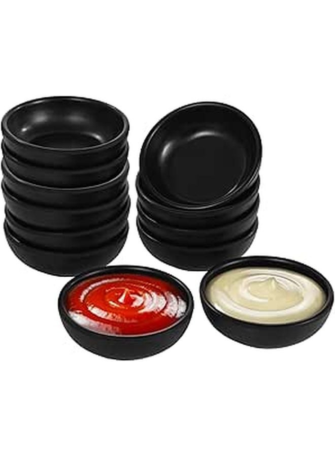 Black Melamine Dipping Bowls Set Of 12 1 7 Oz Sauce Dishes For Appetizers - Image 1