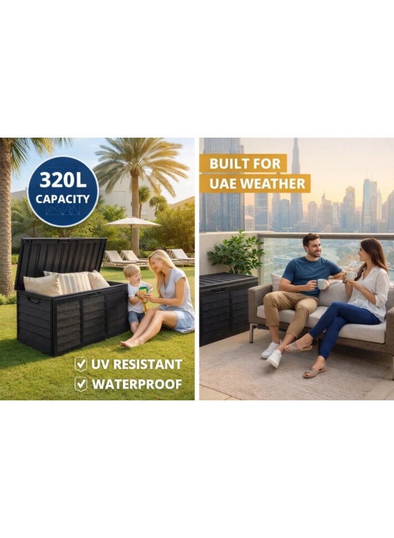 Divona Home Gulf LLC Divona Storage Box 320L – Waterproof & UV Resistant Storage Deck with Lockable Lid – Heavy Duty Garden & Balcony Storage Chest for Cushions, Pool & Patio – Easy Assembly – Sand & Heat Resistant - Image 5
