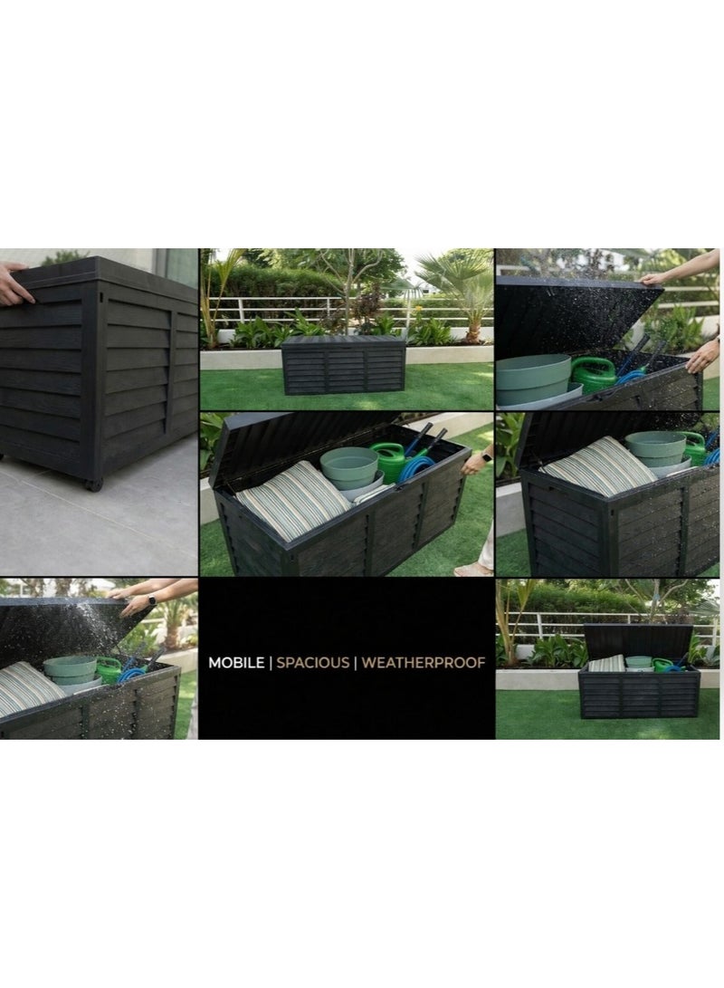 Divona Home Gulf LLC Divona Storage Box 320L – Waterproof & UV Resistant Storage Deck with Lockable Lid – Heavy Duty Garden & Balcony Storage Chest for Cushions, Pool & Patio – Easy Assembly – Sand & Heat Resistant - Image 3