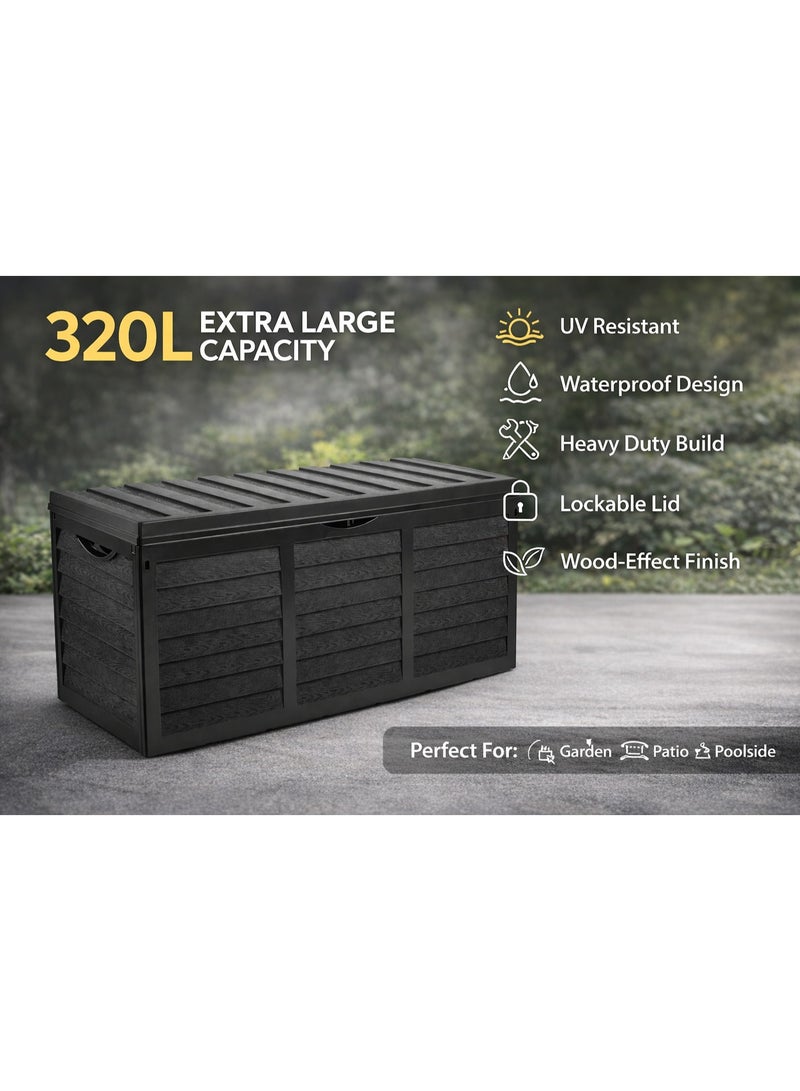 Divona Home Gulf LLC Divona Storage Box 320L – Waterproof & UV Resistant Storage Deck with Lockable Lid – Heavy Duty Garden & Balcony Storage Chest for Cushions, Pool & Patio – Easy Assembly – Sand & Heat Resistant - Image 2