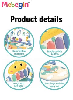 MEBEGIN Baby Play Mat with 5 Sensory Toys and Piano Board, Baby Piano Gym Mat with Colorful Animal Patterns, Early Development Playmat, Musical Activity Center, Interactiveactivity Center for Babies, Used for Lying, Sitting, Tummy Time, 3 AA Batteries Required(Not Included)  - Image 5
