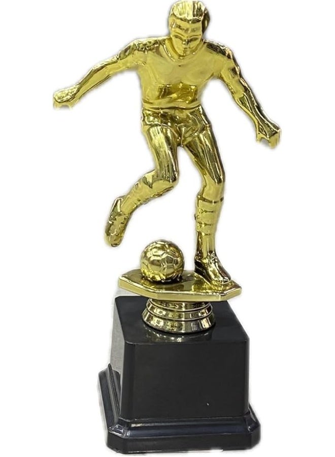 جائزة كأس كرة القدم - تمثال بتصميم لاعب كرة قدم ذهبي على قاعدة بلون أسود - كأس الإنجاز الرياضي للأطفال ومسابقات الفرق والفعاليات المدرسية وجوائز حفلات كرة القدم - Image 3