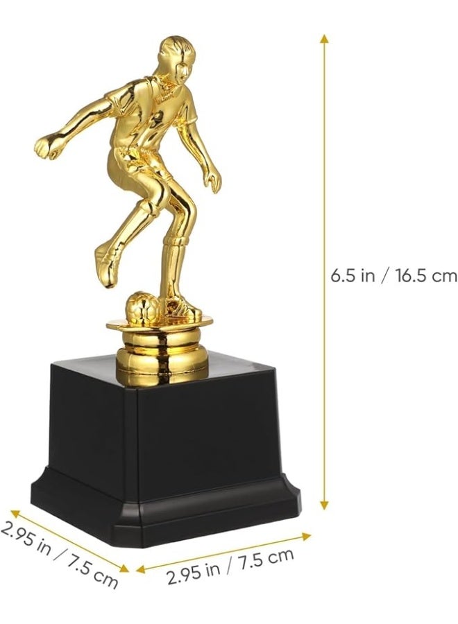 جائزة كأس كرة القدم - تمثال بتصميم لاعب كرة قدم ذهبي على قاعدة بلون أسود - كأس الإنجاز الرياضي للأطفال ومسابقات الفرق والفعاليات المدرسية وجوائز حفلات كرة القدم - Image 1