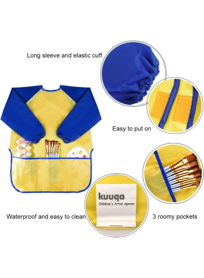 KUUQA KUUQA Childrens Kids Toddler Waterproof Play Apron Art Smock with 3 Roomy Pockets  - Image 4