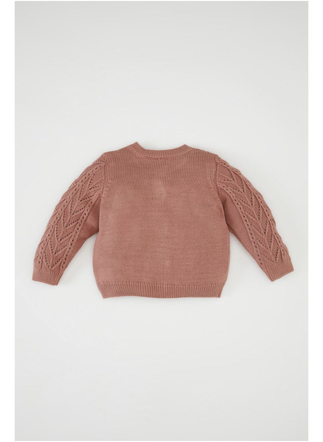 DeFacto Babygirl Tricot Regular Fit Crew Neck Long Sleeve Cardigan  - Image 5
