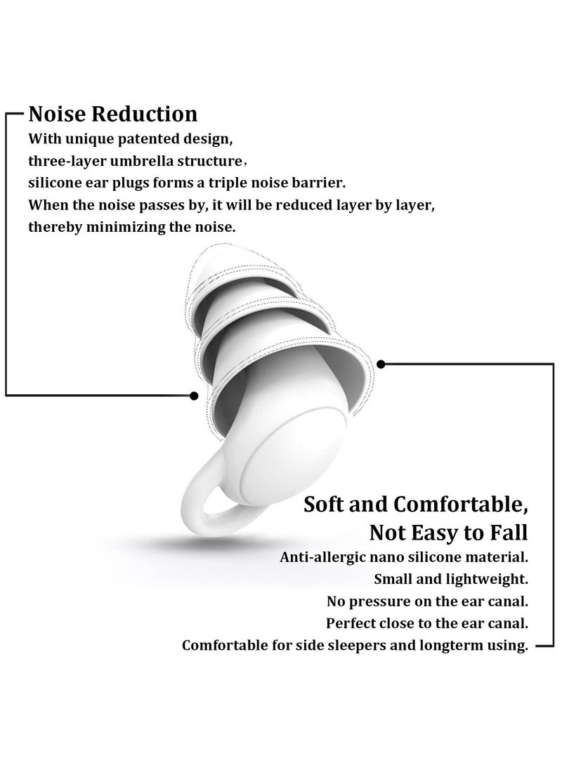 Excefore - Silicone Ear Plugs for Sleeping Noise Cancelling, Soft Reusable Earplugs for Sleep, Ear Plug for Swimming Snoring Traveling Studying Working Mowing Loud Noise - Image 1
