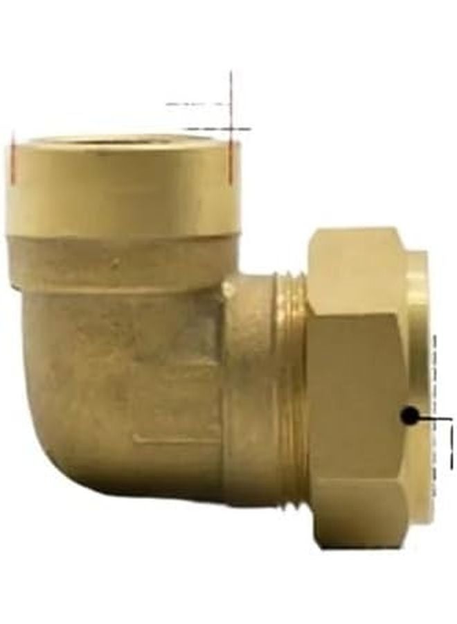 تركيبة ضغط نحاسية 22 مم قطر خارجي × 1/2 بوصة زاوية موصل أنثى للماء والغاز والوقود - Image 1