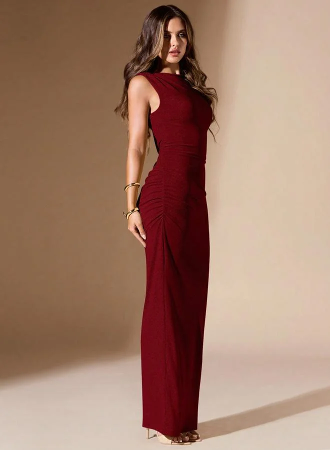 Take Two Maroon Sleeveless Bodycon Maxi Dress