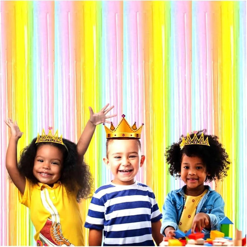 Macaron Color Pastel Rainbow Foil Fringe Curtain Backdrop 2pcs For Birthday Wedding Party Decor - Image 3