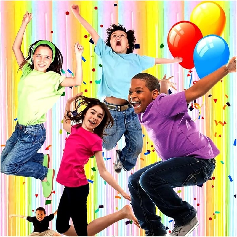 Macaron Color Pastel Rainbow Foil Fringe Curtain Backdrop 2pcs For Birthday Wedding Party Decor - Image 4