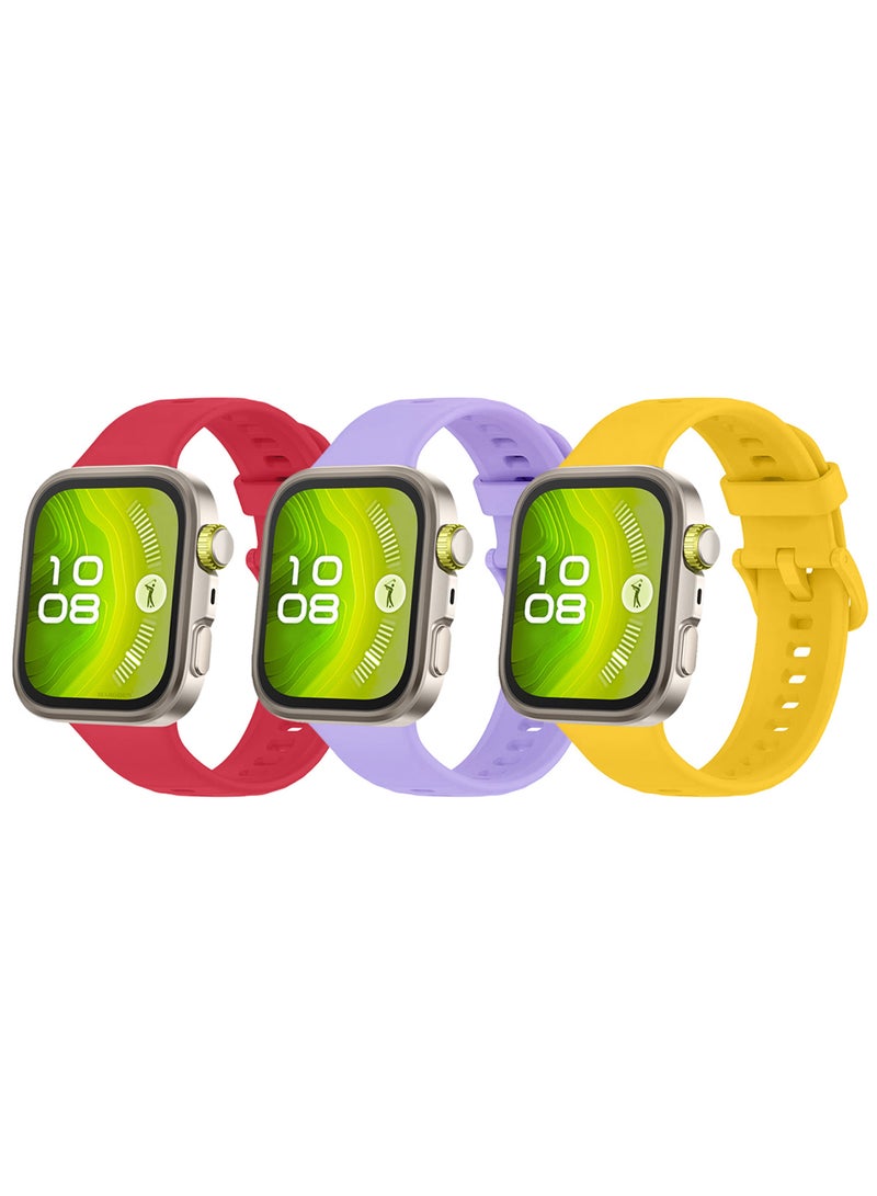 CATANES 3Packs Wristband for Huawei Watch Fit 3/Fit 4/Fit 4 Pro Bands, Silicone Bracelet Quick Release Arm Band, Replacement Smartwatch Band Quick Release Sport Straps - 3 Colours  - Image 3