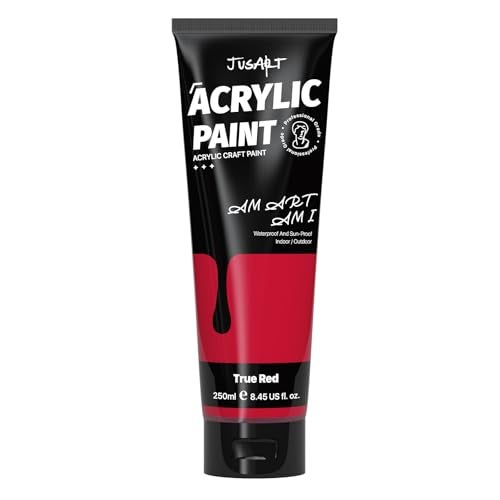 JusArt Acrylic Paint True Red Tubes250ml 845oz NonToxic Rich Pigment Craft Paint for Canvas Painting Wood Fabric Stone Ceramics Art Supplies for Artists Adults - Image 1