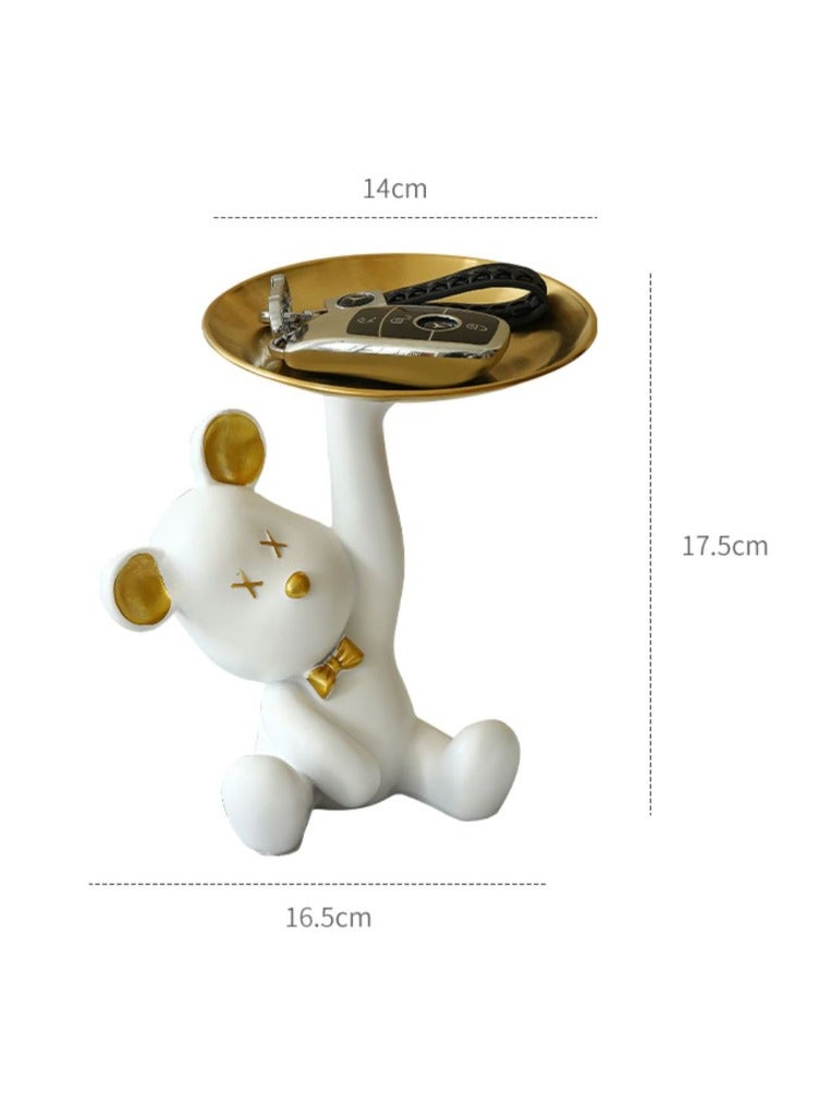 Home Decor Resin Figurine - Cartoonish Cute Grizzly Bear Hand Plate Figurine, Entryway Foyer Key Holder Organizer for Desktop  - Image 2