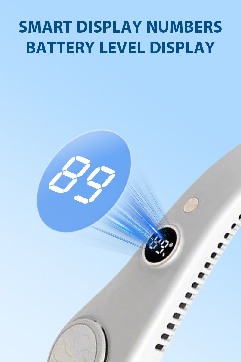 ديبتر مروحة رقبة، مروحة رقبة محمولة معلقة على الرقبة مزودة بشاشة عرض رقمية LED و5 مستويات للسرعة، مروحة رقبة بدون شفرات مع تدفق هواء بزاوية 360 درجة، مروحة شخصية قابلة للارتداء قابلة للشحن عبر USB للعمل والسفر والرياضة والتبريد في الهواء الطلق بهدوء (أبيض) - Image 4