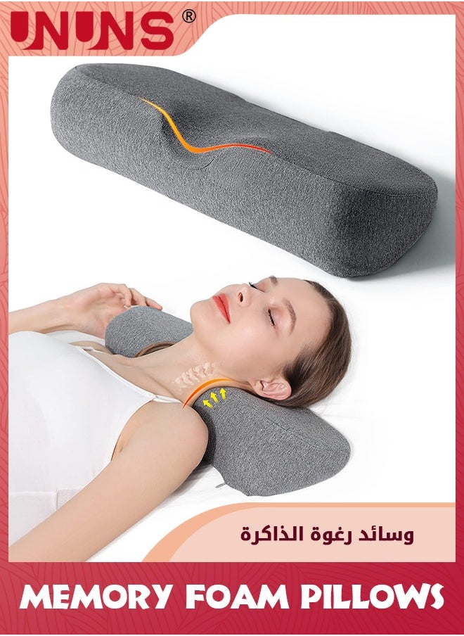 UNUNS Cervical Neck Pillows for Pain Relief Sleeping,Memory Foam Neck Bolster Pillow For Stiff Pain Relief,Neck Support Pillow Neck Roll Pillow For Bed Pillow,Dark Gray  - Image 1
