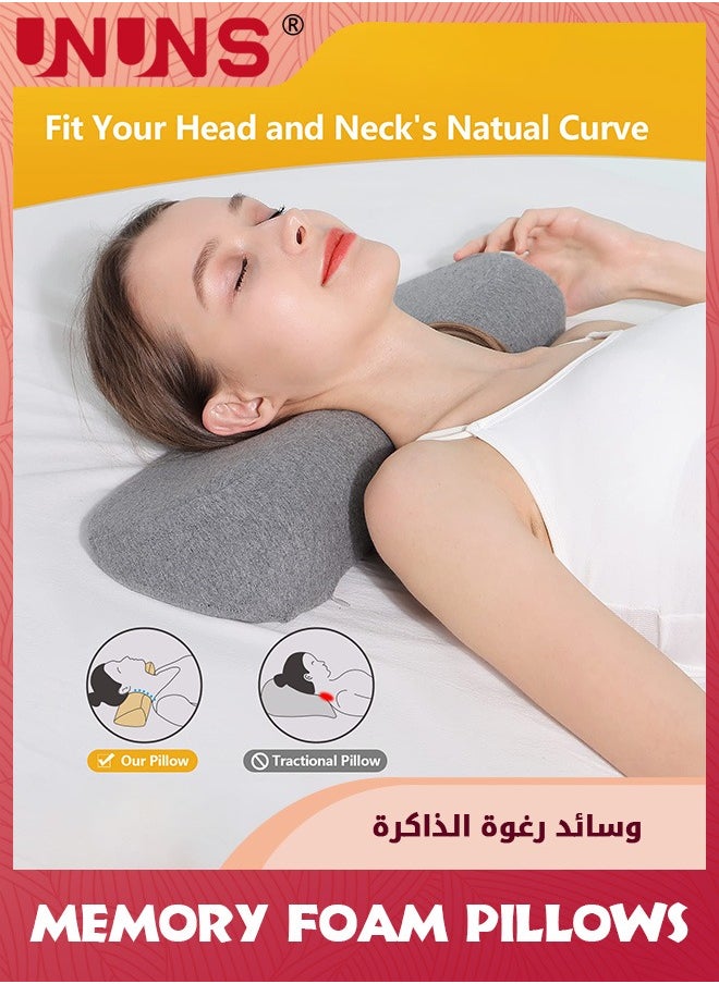 UNUNS Cervical Neck Pillows for Pain Relief Sleeping,Memory Foam Neck Bolster Pillow For Stiff Pain Relief,Neck Support Pillow Neck Roll Pillow For Bed Pillow,Dark Gray  - Image 3