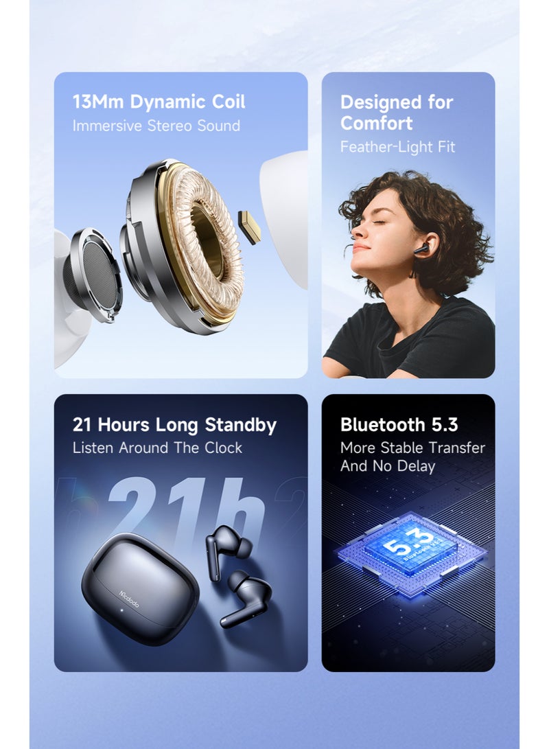 مكدودو Mcdodo سماعات أذن لاسلكية TWS B05 بلوتوث 5.3، مشغل 13mm، وقت تشغيل 21 ساعة - Image 3