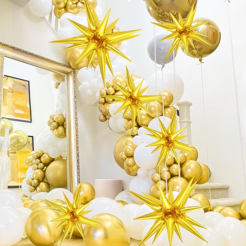 TOTAFAM 10 Pcs Gold Star Balloons Explosion Balloons Foil Cone Balloon Magic for Birthday Wedding Anniversary Party Backdrops Decorations Supplies, 6 Pcs 22Inches and 4 Pcs 27Inches - Image 4