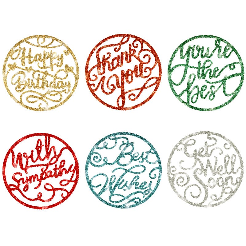 ORIGACH 6 Pieces Words Metal Cutting Dies Circle Words Die Cuts Embossing Stencil Template for Card Making and Scrapbooking