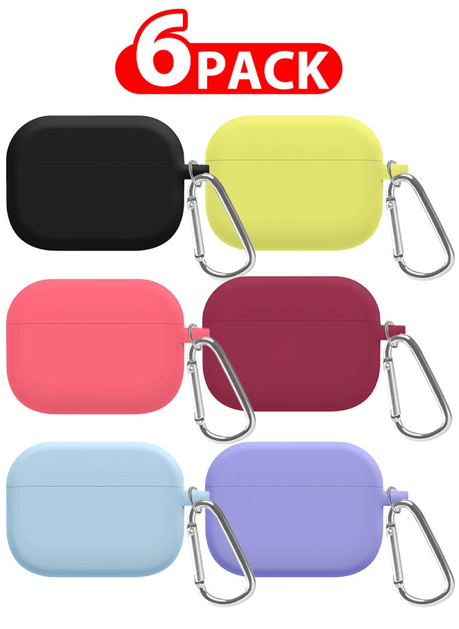 CATANES - 6 Pack Shockproof Case For Airpod Pro Silicone Protective Case Shockproof Case Ultra Slim Cover with Keychain Carabiner Multicolour - Image 1