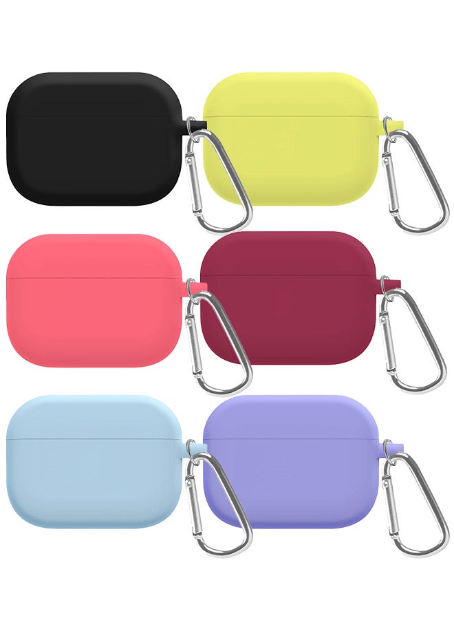 CATANES - 6 Pack Shockproof Case For Airpod Pro Silicone Protective Case Shockproof Case Ultra Slim Cover with Keychain Carabiner Multicolour - Image 1
