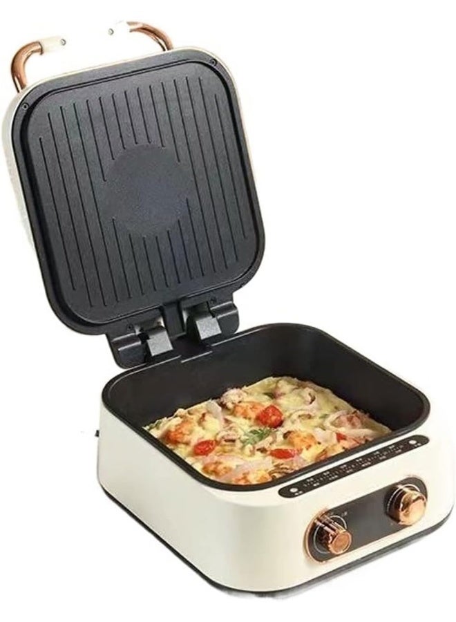 SAFENHAND Electric Frying Pan, Upgraded Ceramic Non-Stick Coating Frying Pan, Electric Grill & Hot Pot Cooker, Non-Stick Baking Tray & Hot Pot Cooker, Compact Pancake Maker, Easy Clean BBQ Grill