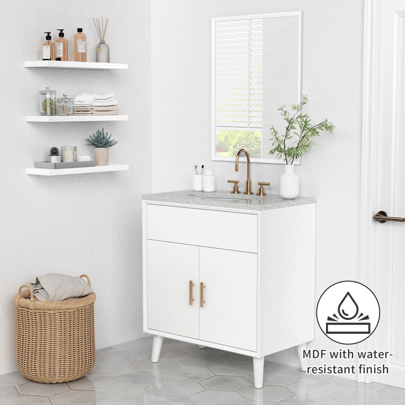 Forbena 24 Inch Floating Shelves for Wall Decor, White Wall Book Shelves for Bedroom, Large Long Deep Hanging Shelves for Bathroom Office Laundry Living Room Kitchen Closet Storage - Set of 3 - Image 5
