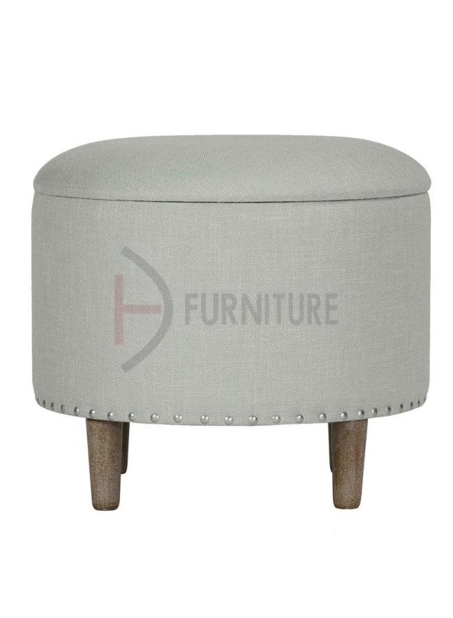 DIVINE FURNITURE Plain Round Storage Ottoman Bench  - Image 2
