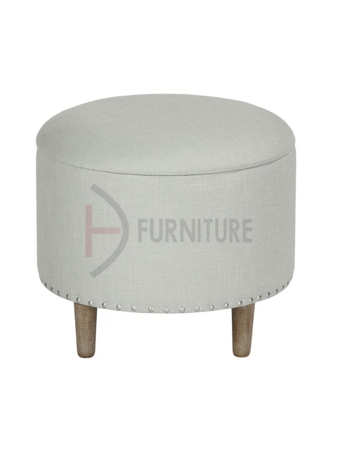 DIVINE FURNITURE Plain Round Storage Ottoman Bench  - Image 1