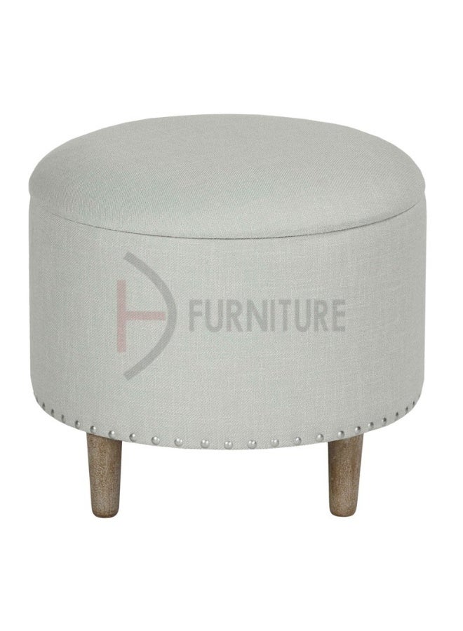 DIVINE FURNITURE Plain Round Storage Ottoman Bench  - Image 4