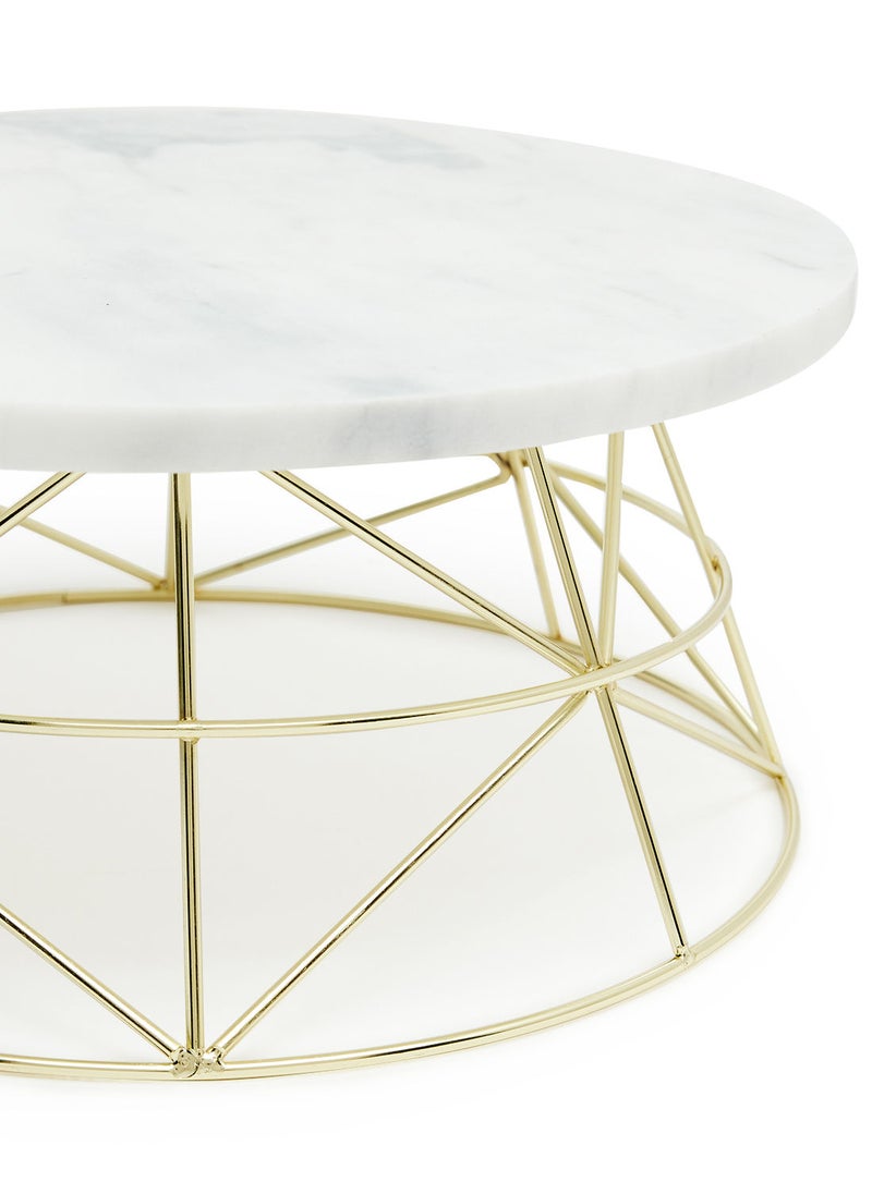 Simply Kitchen - Marble Cake Stand With Gold Base 26Cm - Image 1