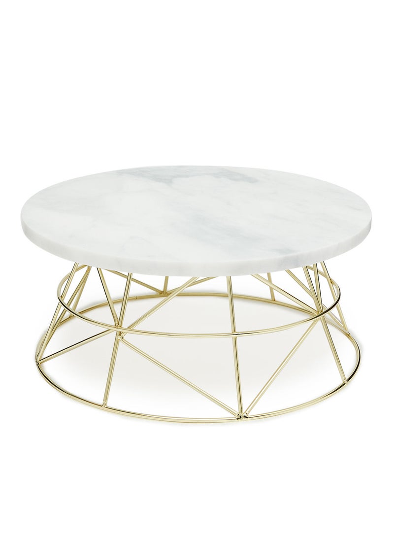 Simply Kitchen - Marble Cake Stand With Gold Base 26Cm - Image 1