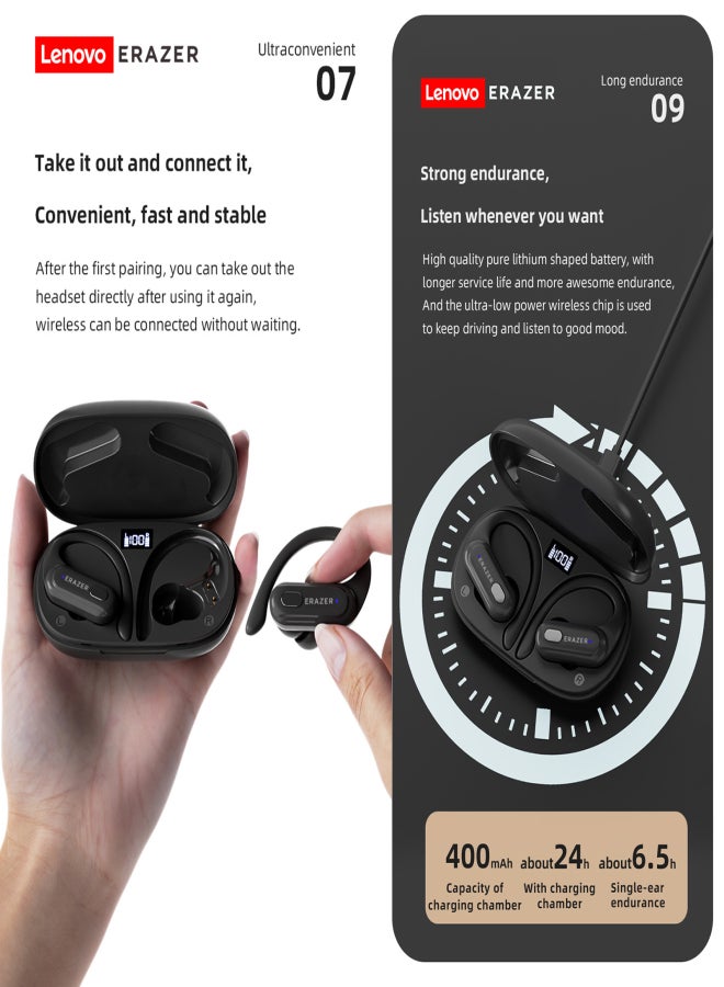 ERAZER XT60PRO Wireless Earbuds BT5.3 Noise Cancelling Ear-Hook Headphones Waterproof Sport Headsets with Built-in Mic Digital Display - Image 2