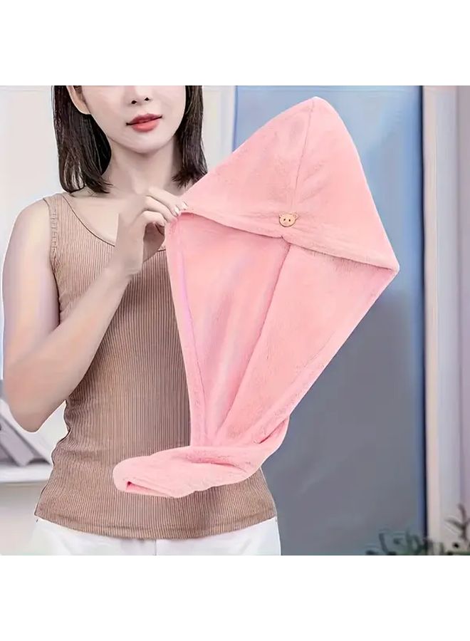 3 Pack Quick Dry Hair Towels For Women Oversized Snap Closure Soft Coral Fleece - Image 2