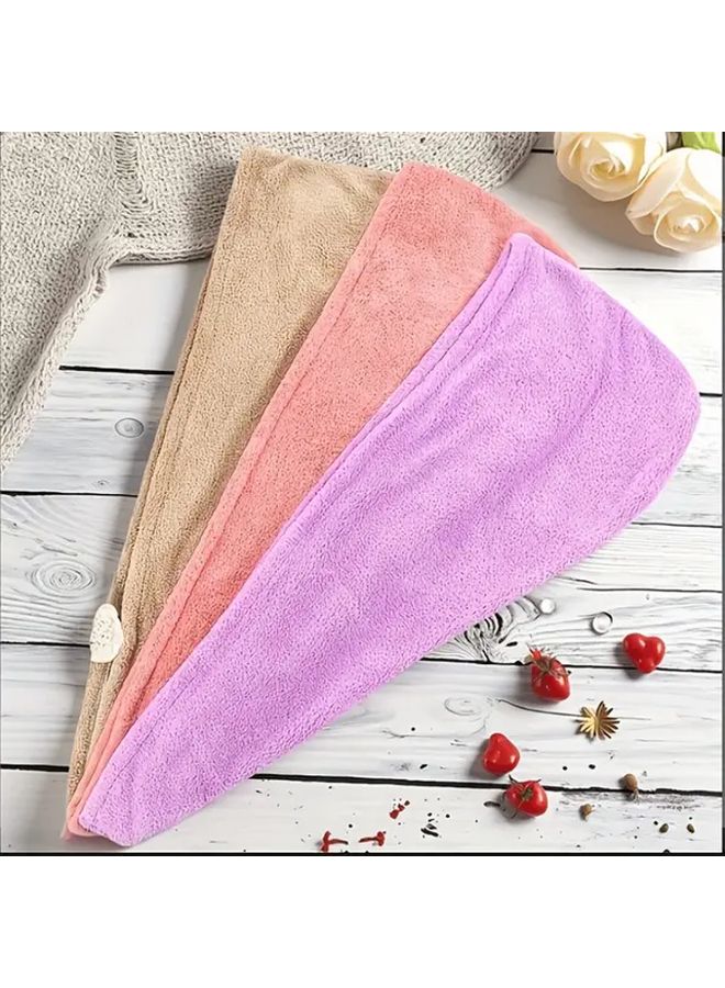 3 Pack Quick Dry Hair Towels For Women Oversized Snap Closure Soft Coral Fleece - Image 3