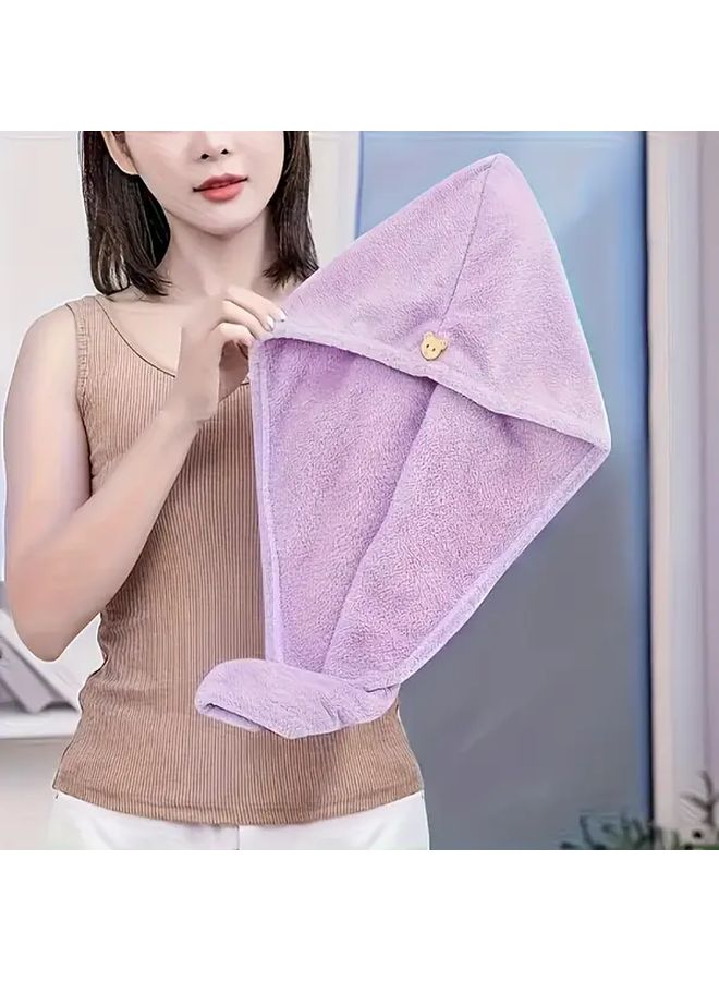 3 Pack Quick Dry Hair Towels For Women Oversized Snap Closure Soft Coral Fleece - Image 4