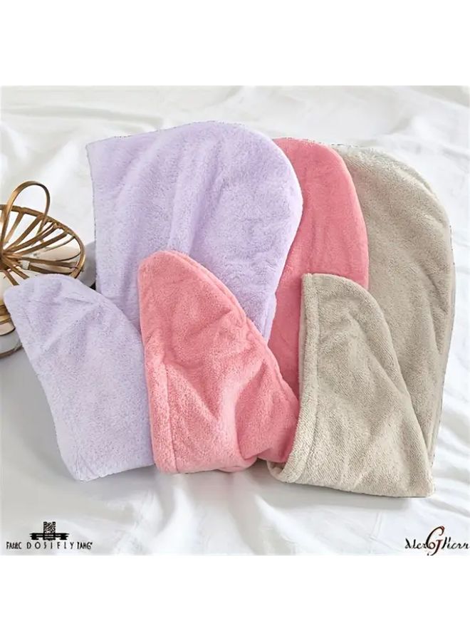 3 Pack Quick Dry Hair Towels For Women Oversized Snap Closure Soft Coral Fleece - Image 5